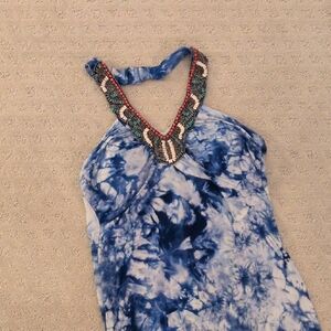 Saks Fifth Avenue Blue Tie-Dye Top